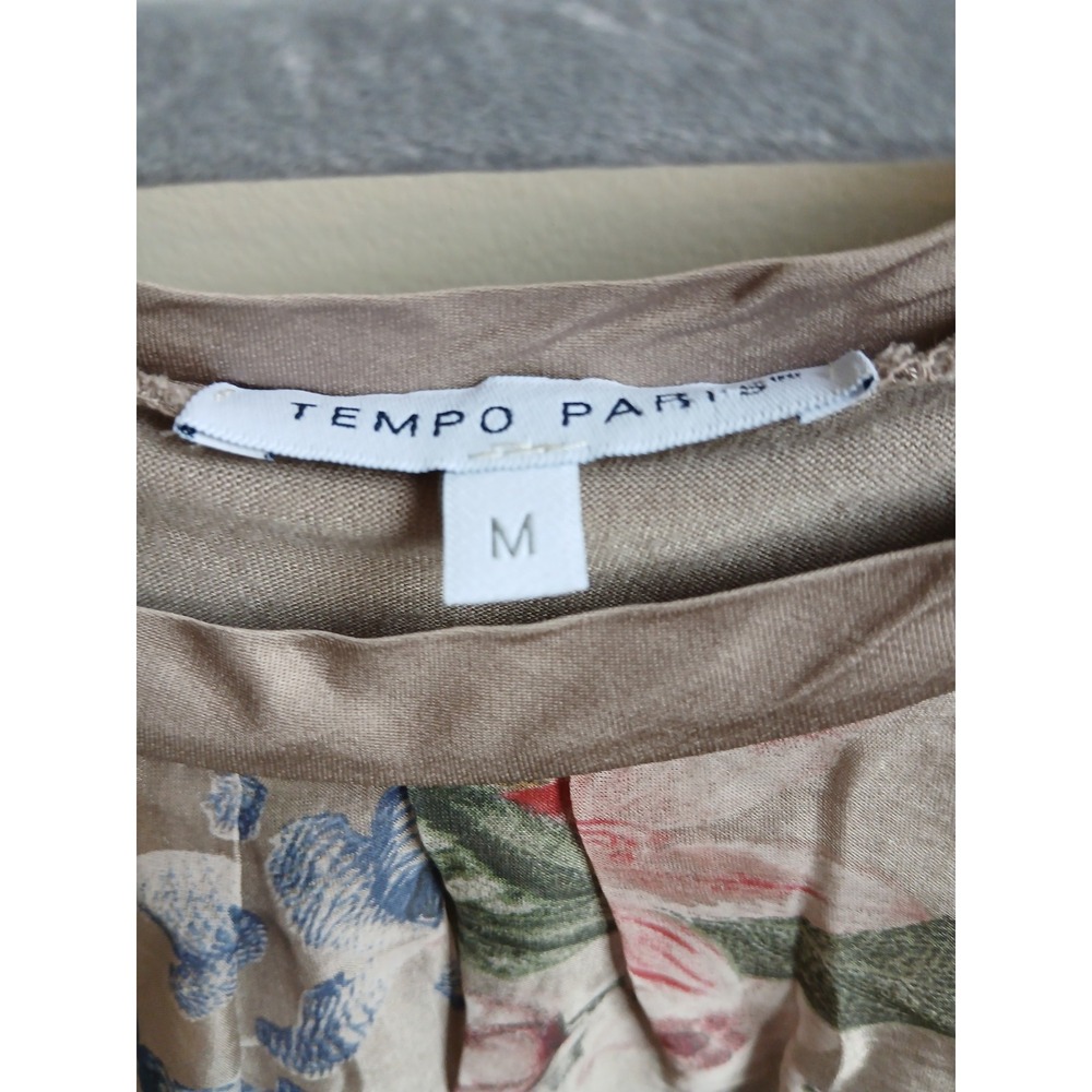 Tempo Paris Silk Blouse Womens M‎ Floral Silk Layer Sequin Tunic Top Italy Made - Picture 5 of 8